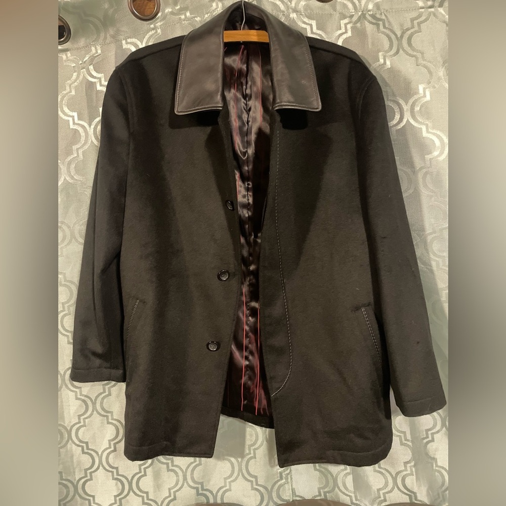Andre Lanzino Black Wool Cashmere Suit Sport Coat Blazer Jacket , Men S36